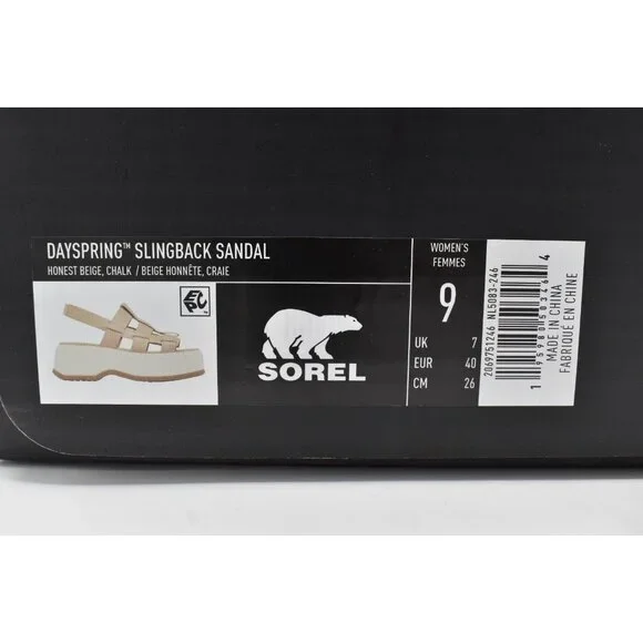 Sorel Womens Size 9 Dayspring Honest Beige Leather Slingback Sandals Shoes - Picture 14 of 14